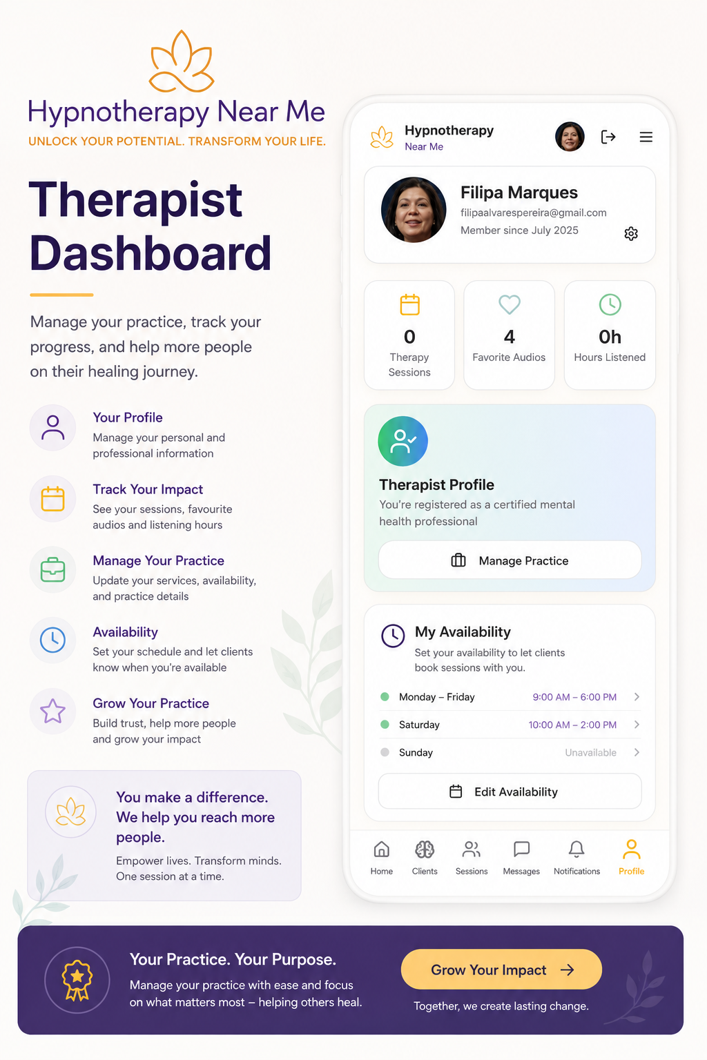 Therapist dashboard